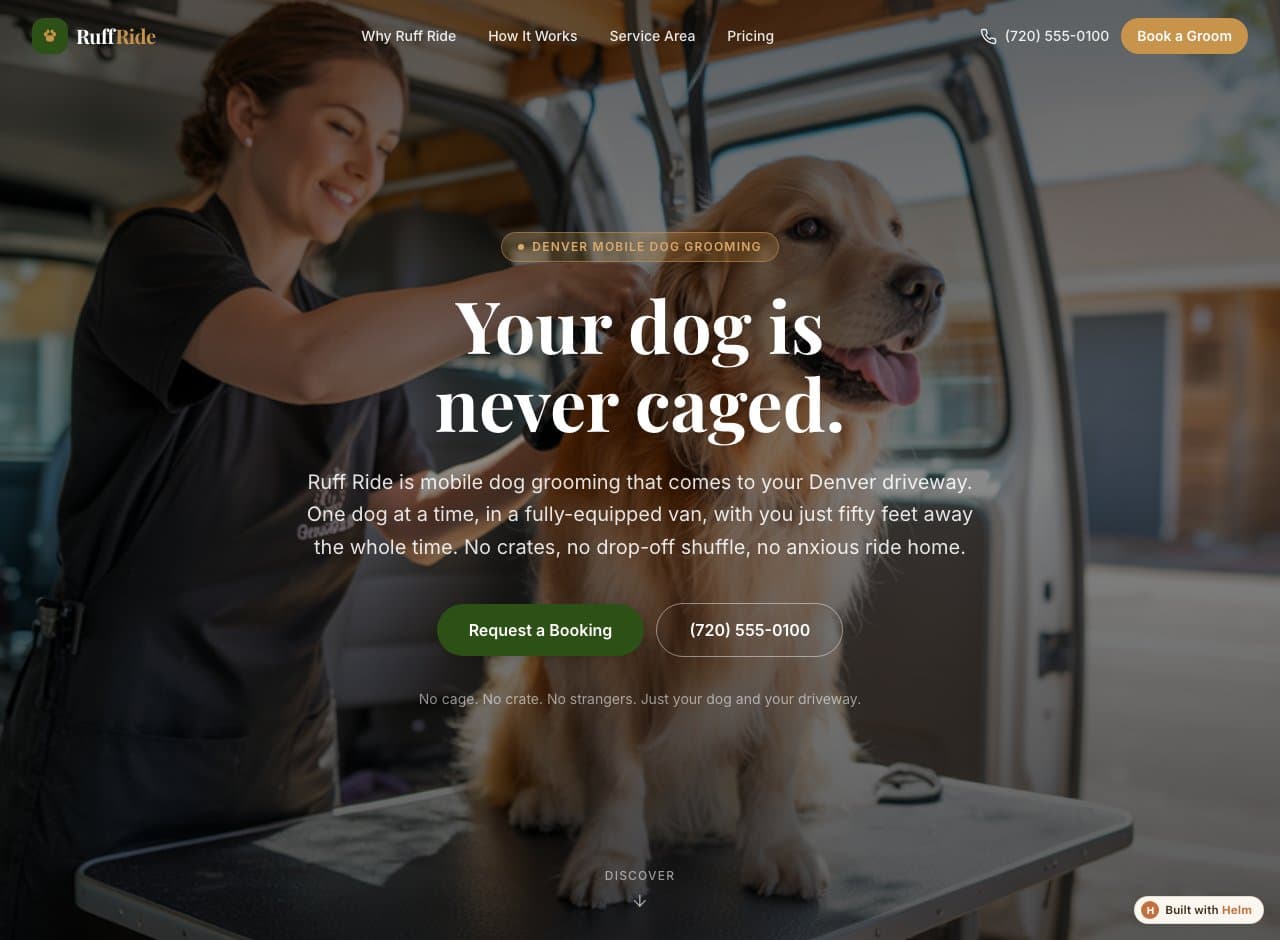 Ruff Ride — a real business site built and published with Helm
